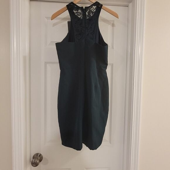 19 Cooper Sheath Cocktail Dress Green Halter Lace - Picture 6 of 10